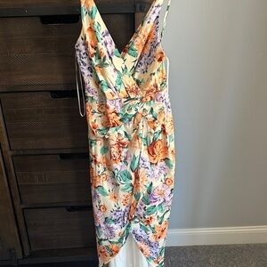 Express Floral Backless Dress - Orange, Purple, Green